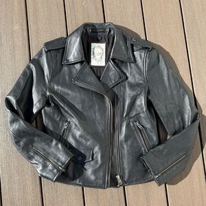 Salad Black 100% Lamb Leather Jacket